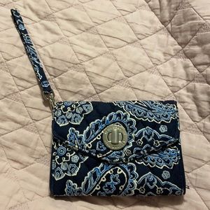 Vera Bradley Lock Wallet Wristlet Retired Blue Bandana